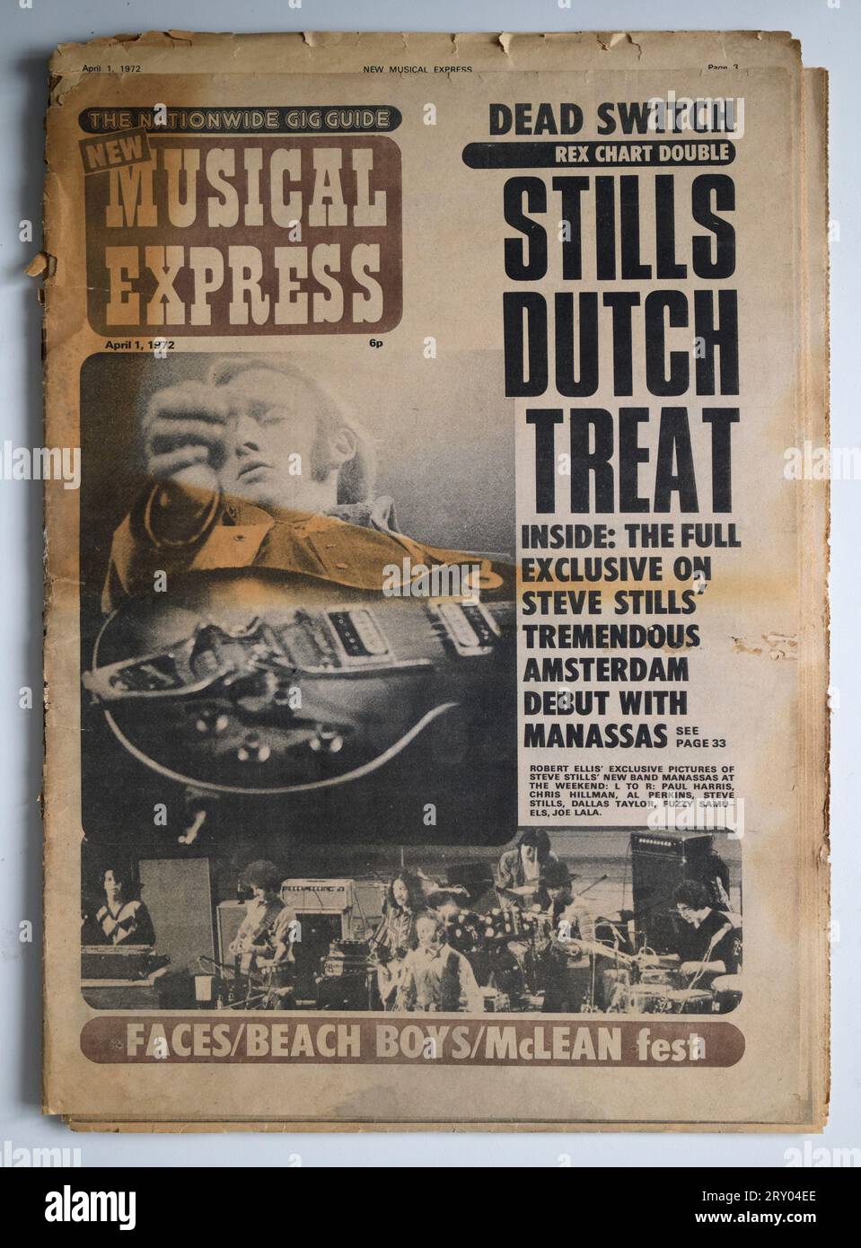 Numéro des années 1970 de NME New musical Express Music Paper Stephen Stills Cover Banque D'Images