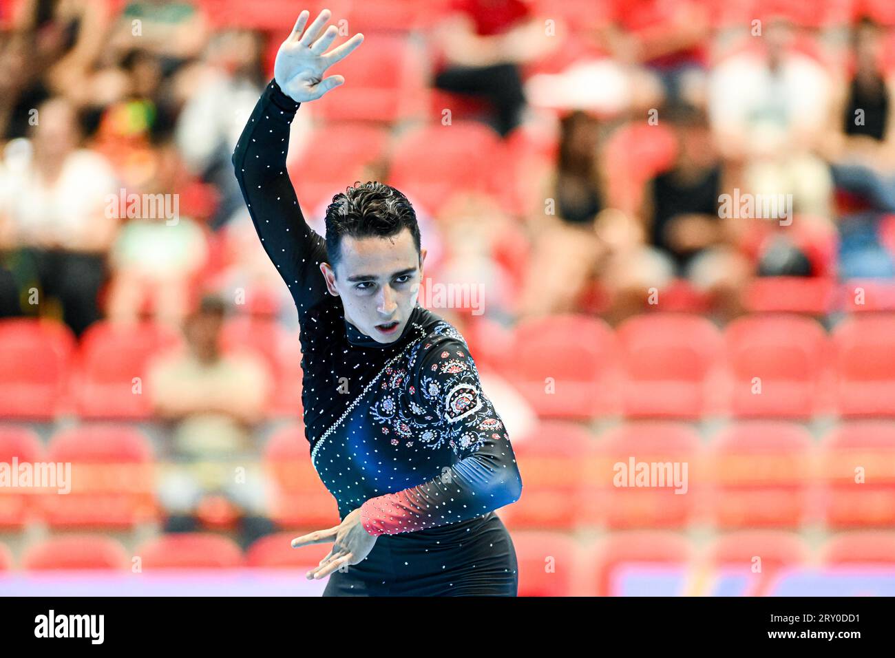 Hector DIEZ SEVERINO (ESP), lors du Senior Men, programme court, aux Championnats du monde de patinage artistique Ibagu-Tolima 2023, au Parque Deportivo Municipal, le 26 septembre 2023 à Ibagu, Colombie. (Photo de Raniero Corbelletti/AFLO) Banque D'Images