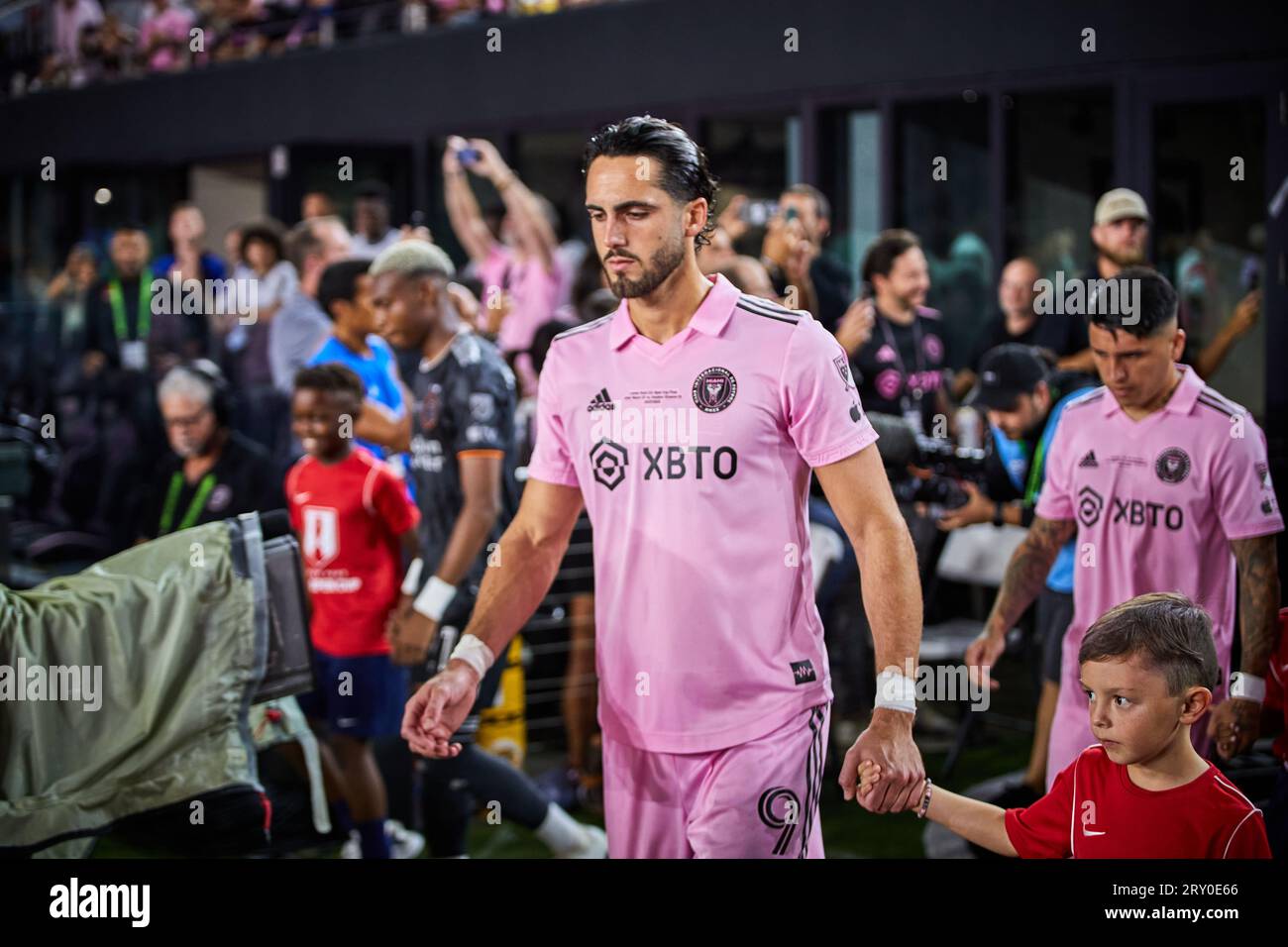 Fort Lauderdale, FL, États-Unis. 27 septembre 2023, 9-Leonarda Campana de l'Inter Miami lors de l'Inter Miami CF vs Houston Dynamo, finale de l'US Open Cup au DRV PNK Stadium. Fort Lauderdale, FL, États-Unis. 27 septembre 2023. Crédit : Yaroslav Sabitov/YES Market Media/Alamy Live News Banque D'Images