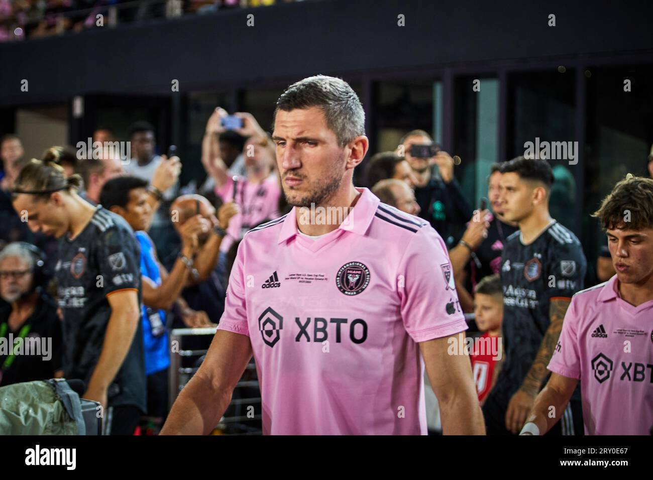 Fort Lauderdale, FL, États-Unis. 27 septembre 2023, 27-Sergey Kryvtsov de l'Inter Miami lors de l'Inter Miami CF vs Houston Dynamo, finale de l'US Open Cup au DRV PNK Stadium. Fort Lauderdale, FL, États-Unis. 27 septembre 2023. Crédit : Yaroslav Sabitov/YES Market Media/Alamy Live News Banque D'Images