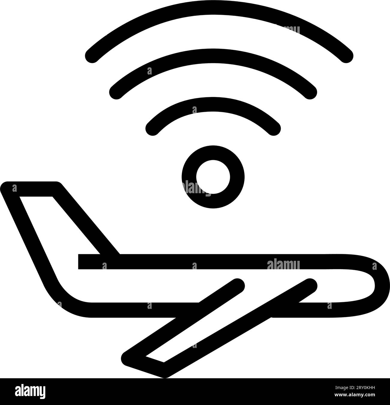 Avion volant avec symbole wi-fi. Contour modifiable et parfait au pixel près Illustration de Vecteur