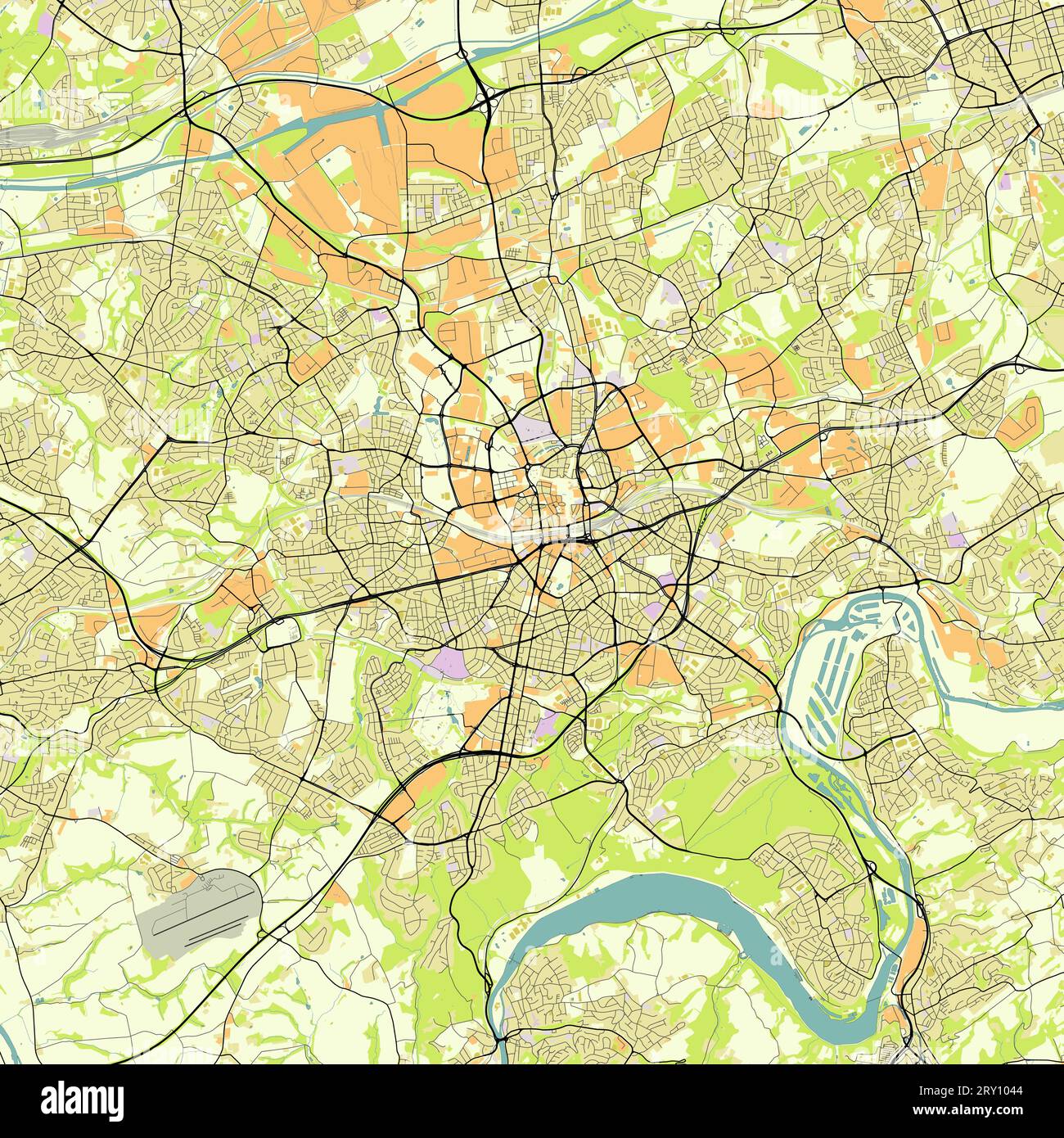 Carte vectorielle de Essen, Allemagne Illustration de Vecteur