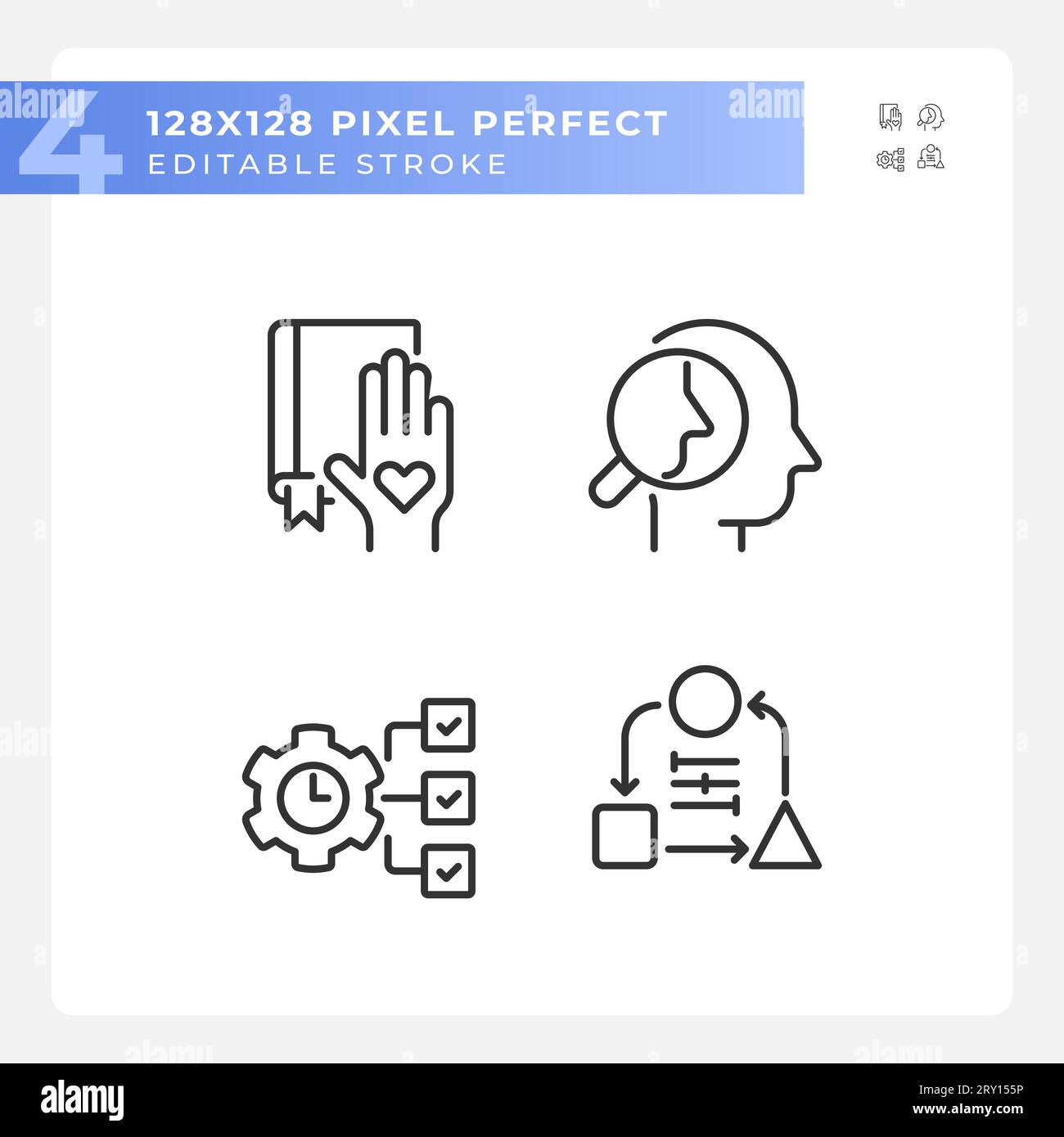 Icônes de soft skills noir pixel Perfect 2D modifiables Illustration de Vecteur