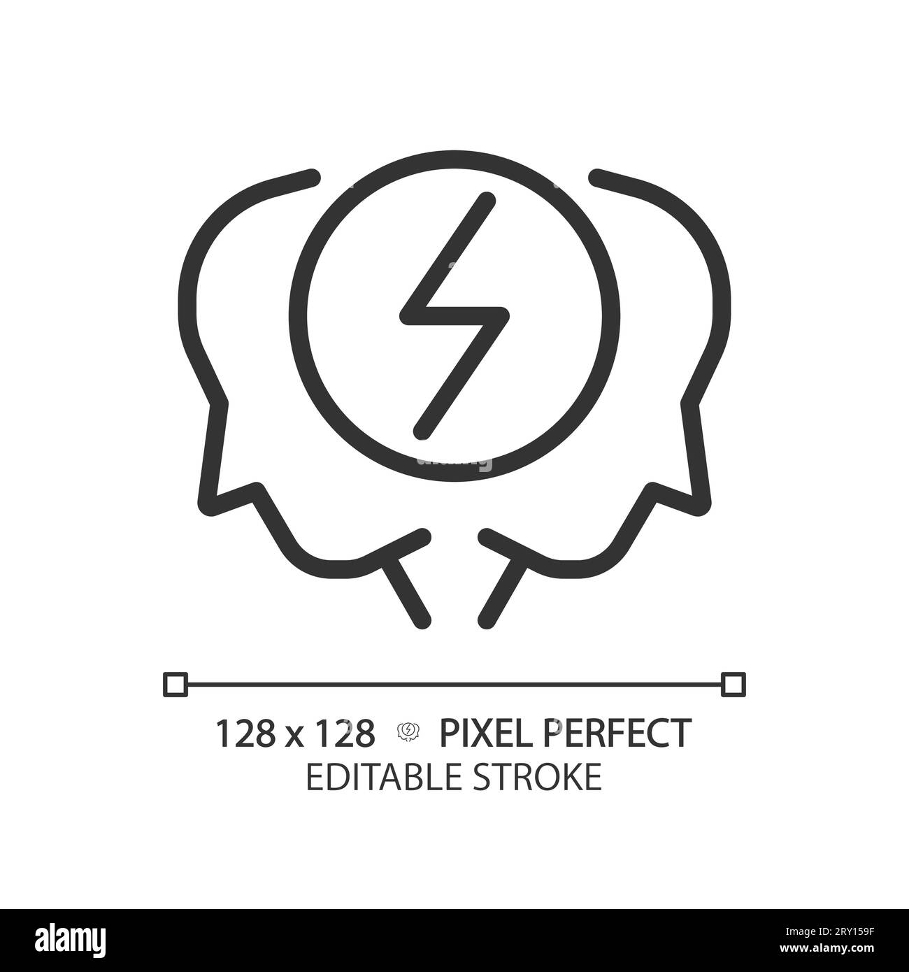 Icône de résolution de conflit noir linéaire 2D personnalisable Illustration de Vecteur