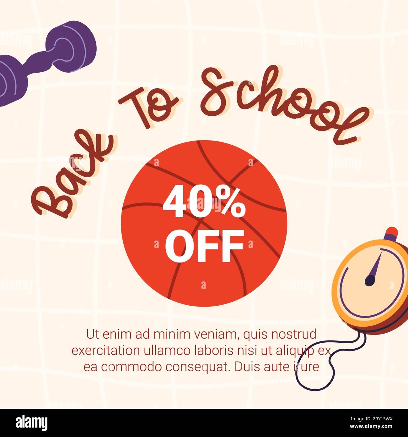 Retour à l'école, réduction sur le prix, quarante pour cent Illustration de Vecteur