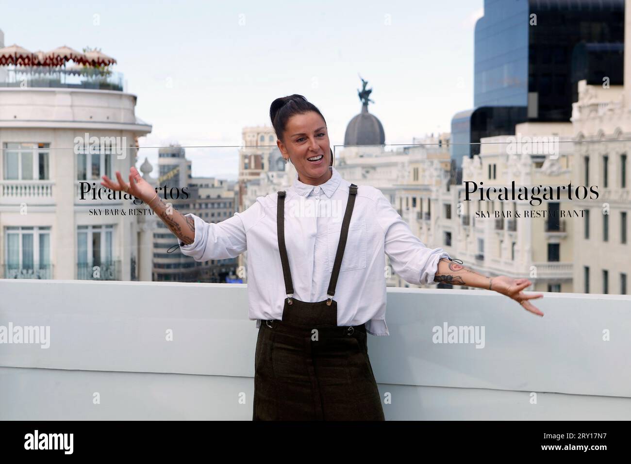 22 septembre 2023, Madrid, Madrid, Espagne : Maria del Mar Rodriguez Carnero (Malaga, 1975), connue artistiquement sous le nom de 'la mari', est une chanteuse espagnole, auteur-compositeur et chanteur du groupe Chambao, posant pour les médias dans un hôtel bien connu du centre de Madrid (Espagne). 'La mari' a présenté le nouvel album de Chambao intitulé 'en la cresta del ahora', le retour tant attendu de 'la mari' avec la marque qui a fait d'elle une référence musicale pour toute une génération et la pionnière du froid flamenco. « Je suis Chambao et je voulais revenir à la musique électronique, au flamenco, à la musique mixte, qui est wh Banque D'Images