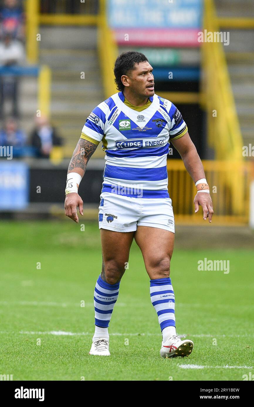 Halifax, Angleterre - 24 septembre 2023 Adam Tangata des Panthers de Halifax. Championnat Betfred de la ligue de rugby, Halifax Panthers vs Swinton Lions au MBI Shay Stadium, Halifax, Royaume-Uni Banque D'Images