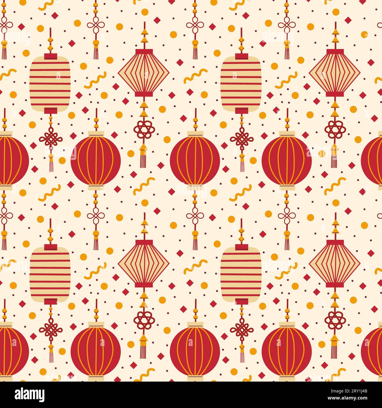 Nouvel an chinois Lucky Lanterns Seamless Pattern Design Banque D'Images