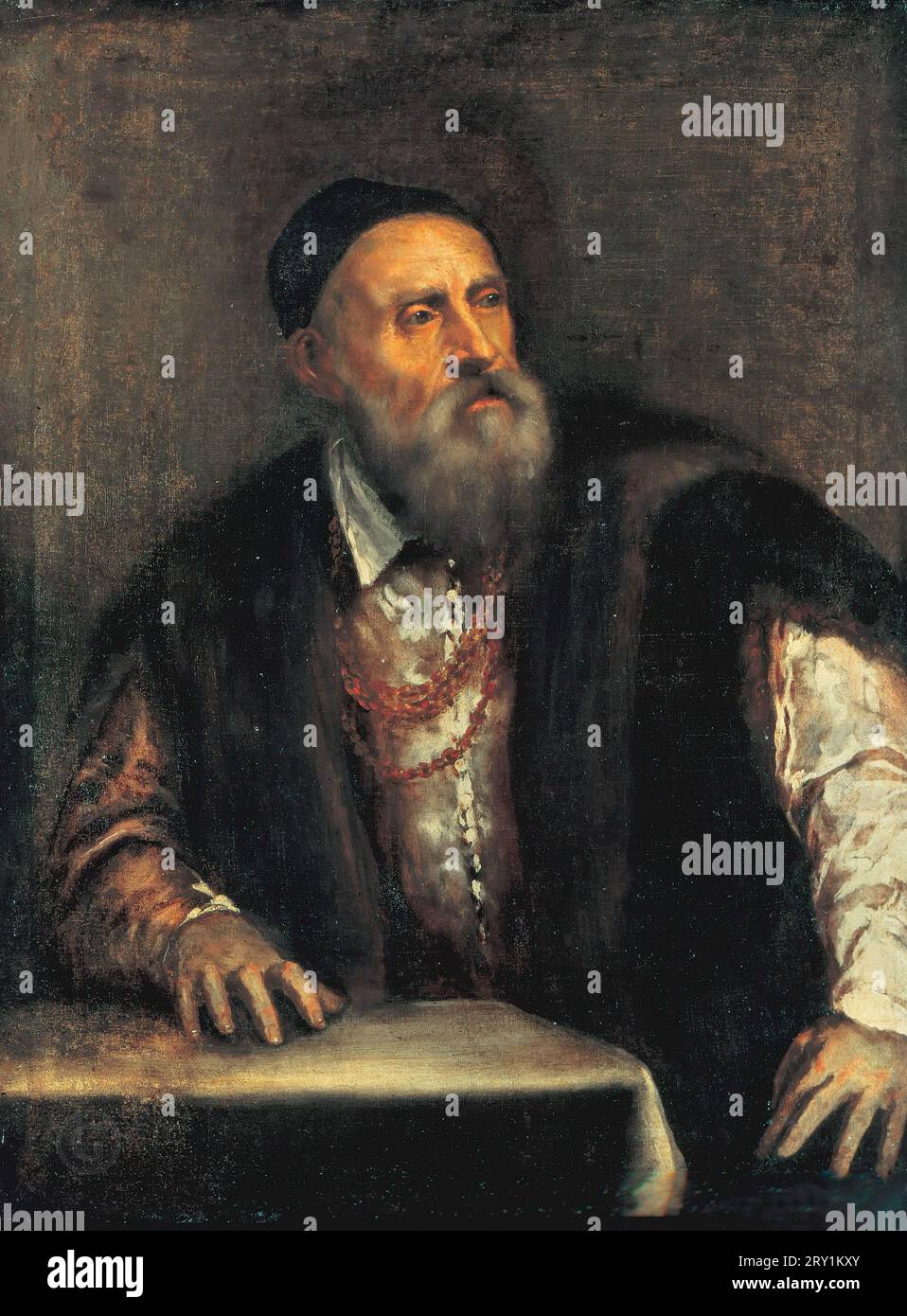 Tiziano, Titien (1488-90-1576) - Autoportrait c.1560. 100x77 Banque D'Images