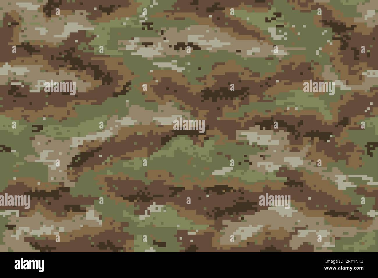 Motif sans couture de camouflage Woodland incorporant de minuscules pixels de noir, brun, gris et blanc sur un fond vert. Illustration de Vecteur