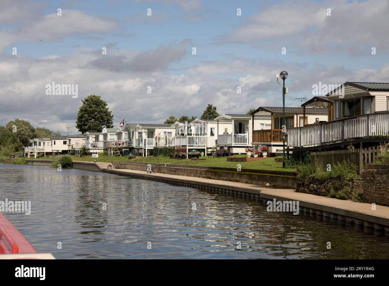 Weir Meadow Caravan Park le long de la rivière Avon près d'Evesham Worcestershire UK Banque D'Images