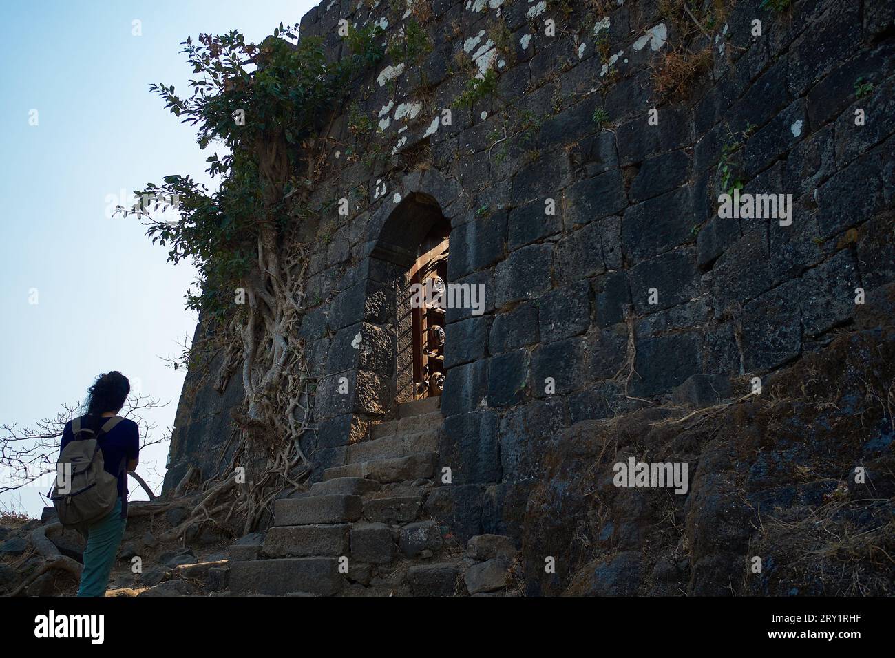 Le fort de Karnala a probablement été construit avant 1400, sous Devagiri Yadavs. Aujourd'hui, un magnifique sanctuaire animalier l'entoure. Banque D'Images