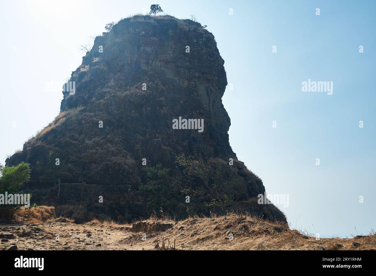 Le fort de Karnala a probablement été construit avant 1400, sous Devagiri Yadavs. Aujourd'hui, un magnifique sanctuaire animalier l'entoure. Banque D'Images