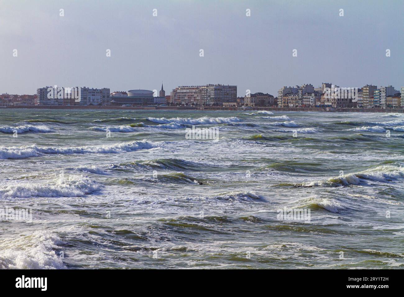 France, les Sables d'Olonne, 85, mer orageuse. Banque D'Images
