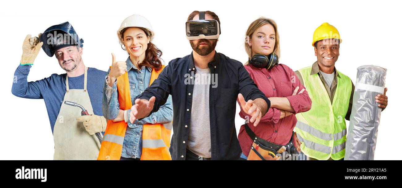 Artisan ou ingénieur avec des lunettes de VR et l'équipe comme concept de développement et d'industrie Banque D'Images