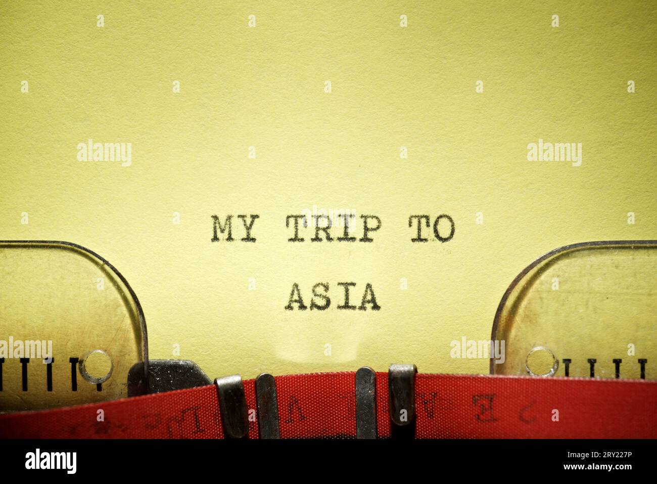 Mon voyage en Asie texte écrit avec une machine à écrire. Banque D'Images