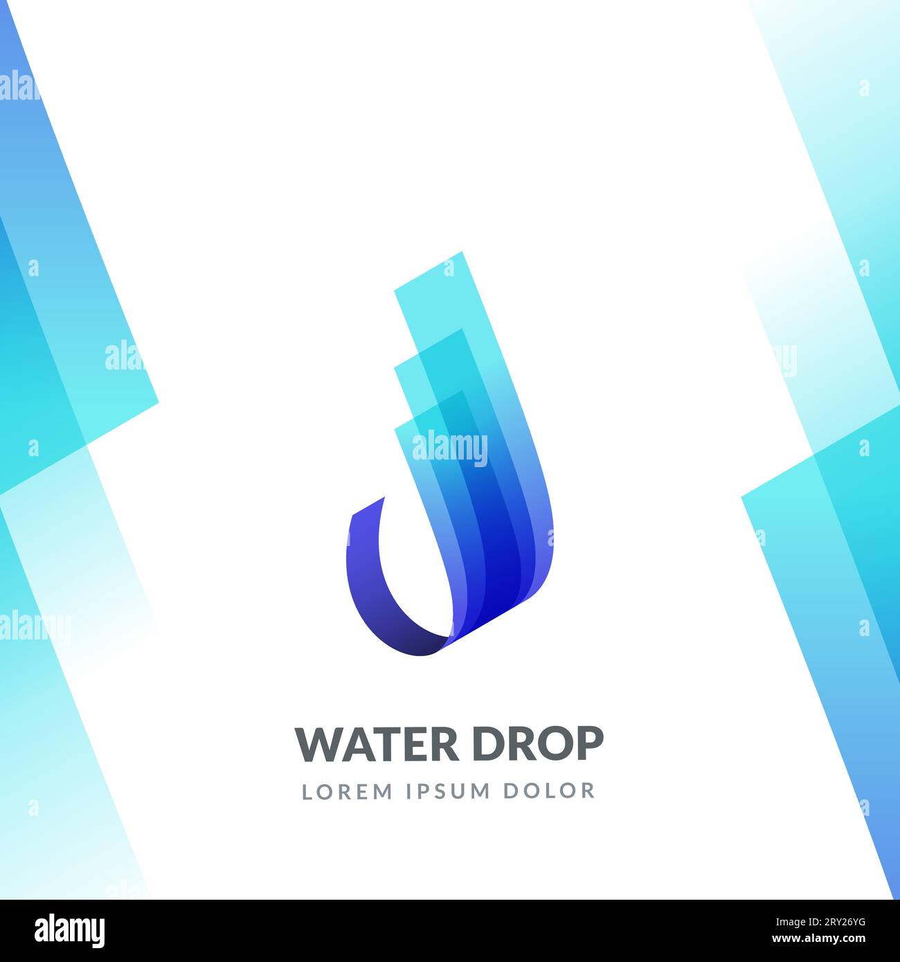 Modèle de conception d'emblème de signe de logo de goutte d'eau. Icône de gradient 3D isométrique. Illustration vectorielle abstraite de gouttelettes d'aqua bleu. Illustration de Vecteur