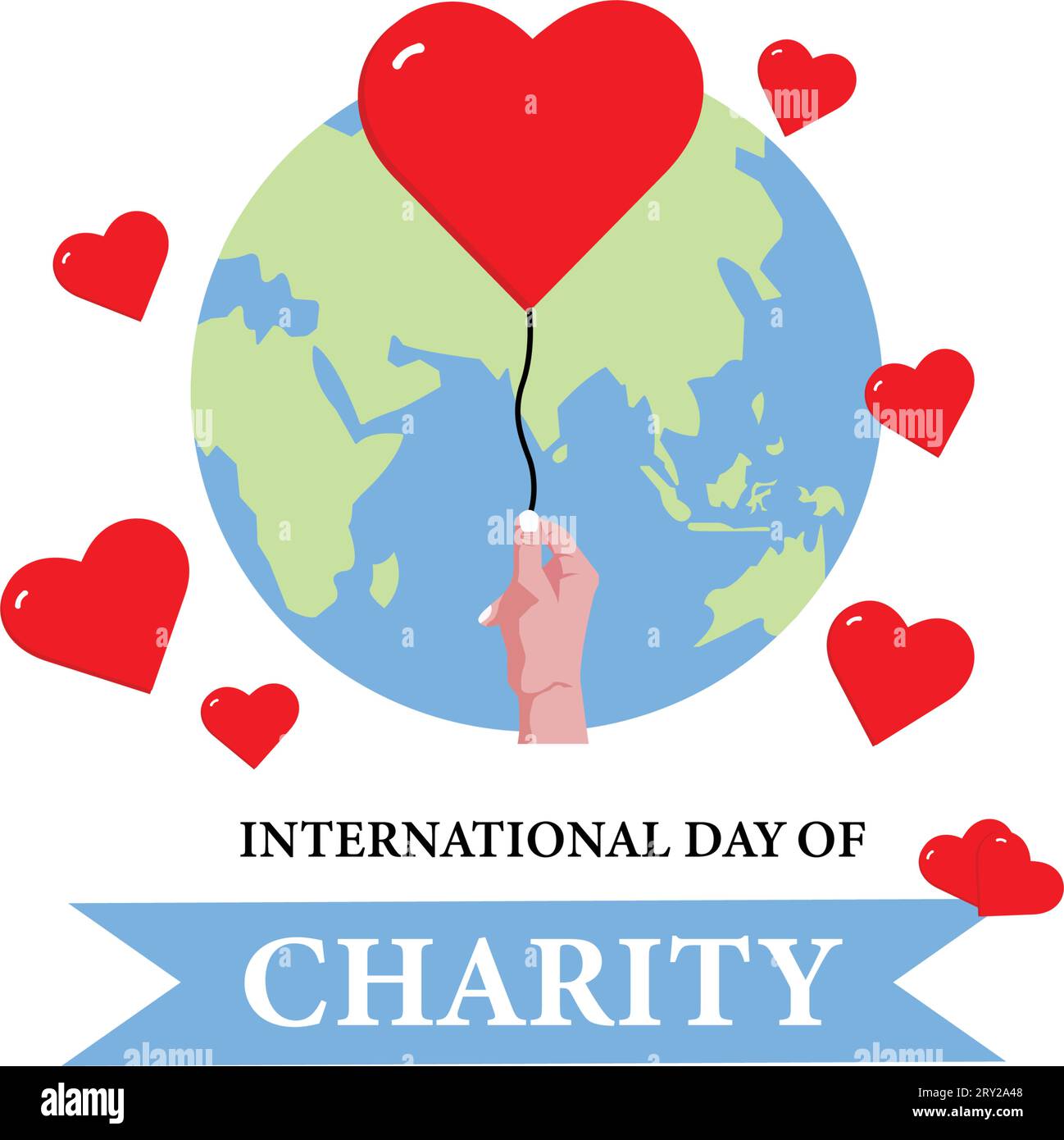 Journée internationale de la conception d'image de charité avec le concept de vecteur de coeur et de main Illustration de Vecteur