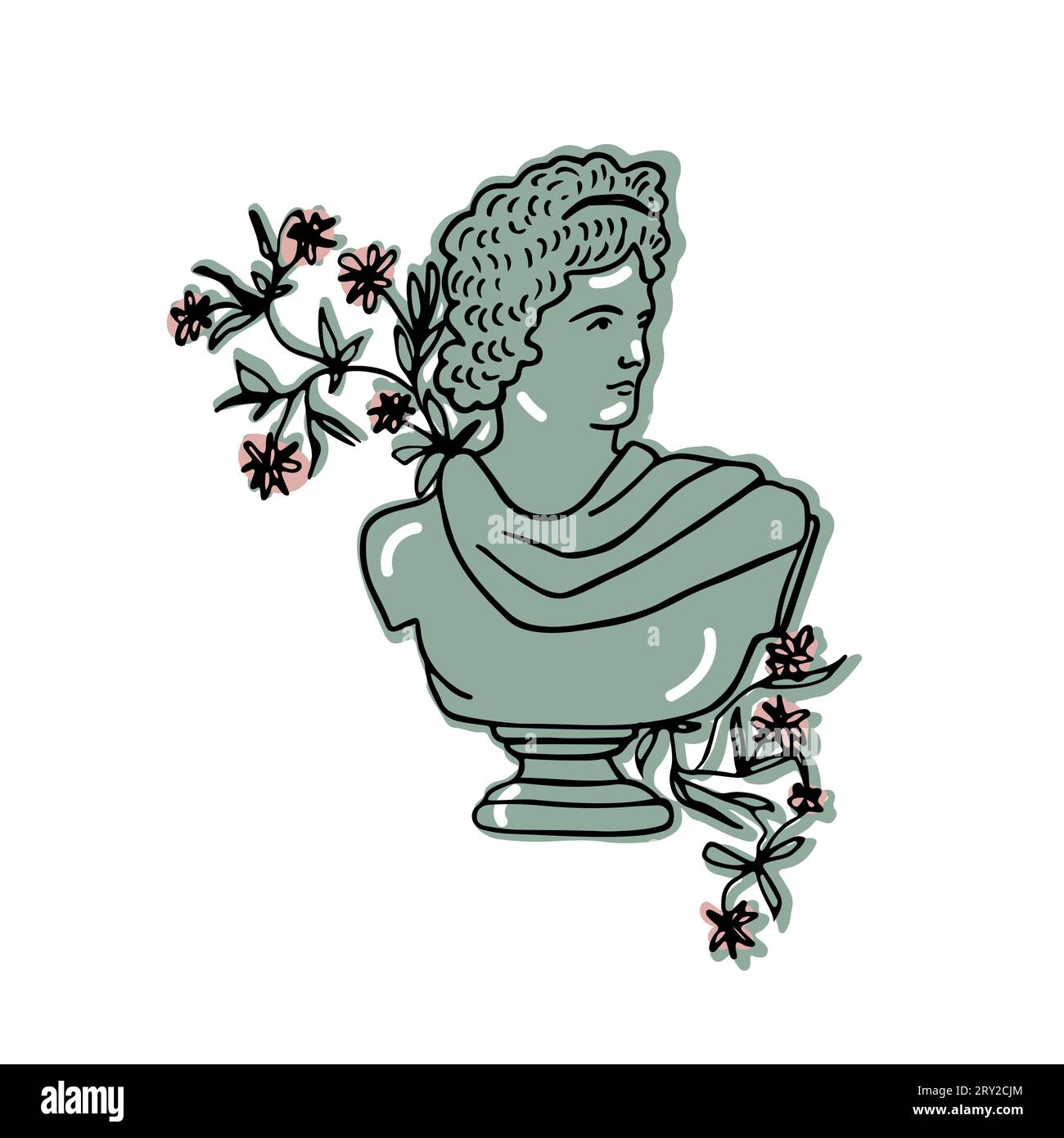 Vert romantique moderne Statue grecque antique du Dieu de Rome Illustration de Vecteur