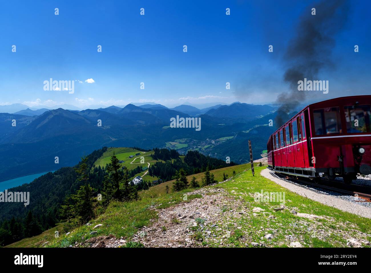 Chemin de fer de Schafberg près du lac Wolfgang dans le Salzkammergut, alpes autrichiennes, Autriche Banque D'Images