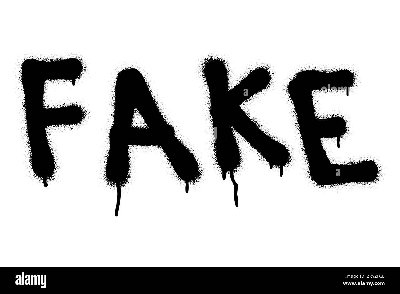 Spray graffiti citation FAUSSE sur blanc. Illustration de Vecteur