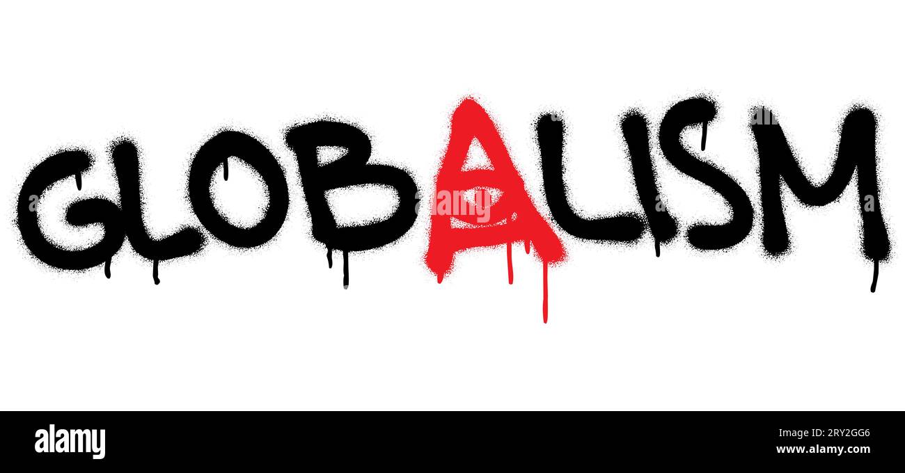Mot isolé peint par pulvérisation GLOBALISME avec un œil Horus. Illustration de Vecteur