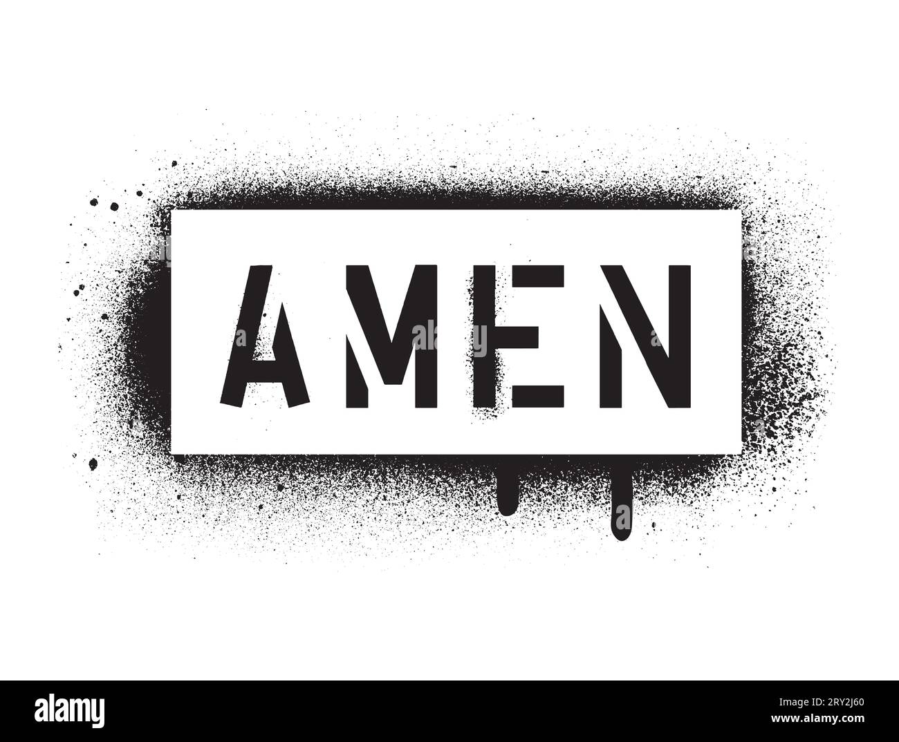 Citation religieuse AMEN. Pochoir graffiti en spray. Illustration de Vecteur