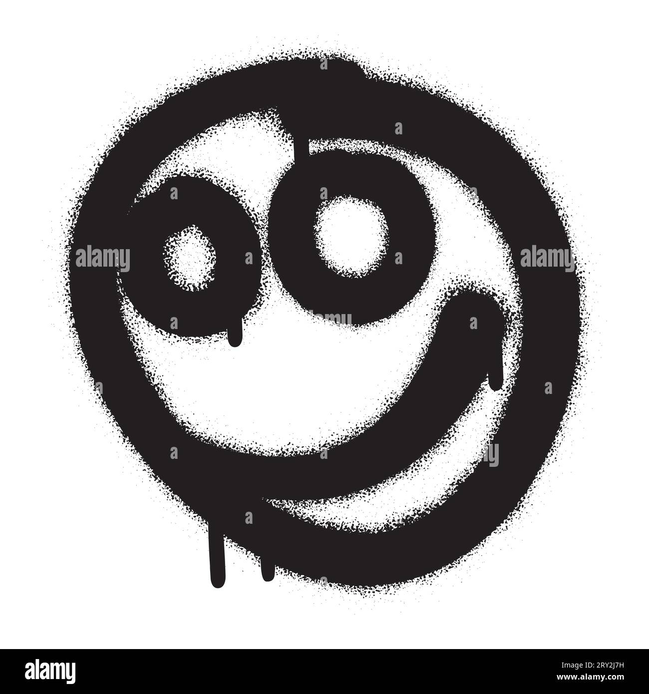 Spray graffiti symbole smiley. Fond blanc. Illustration de Vecteur