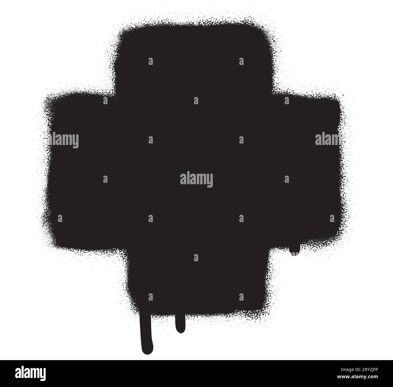 Vaporisez le signe de croix graffiti avec des fuites abondantes. Fond blanc. Illustration de Vecteur