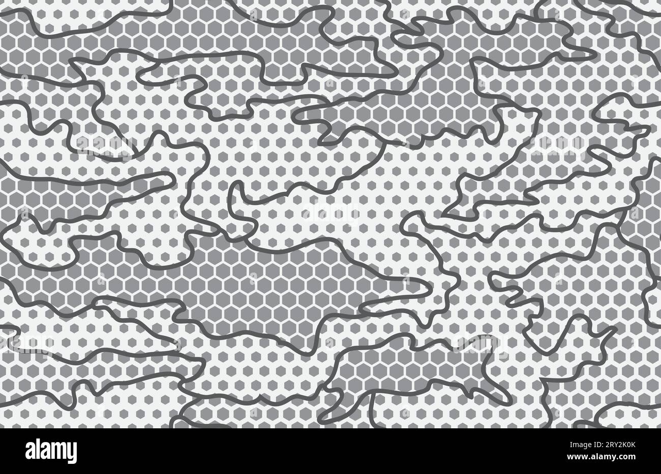 Motif sans couture camouflage urbain. Texture et contours hexagonaux (nid d'abeille). Couleur noire, blanche et grise. Illustration de Vecteur