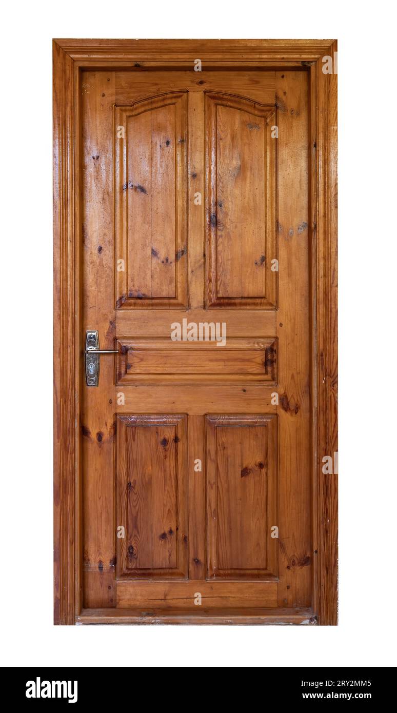 Vieille porte en bois isolé sur blanc Banque D'Images