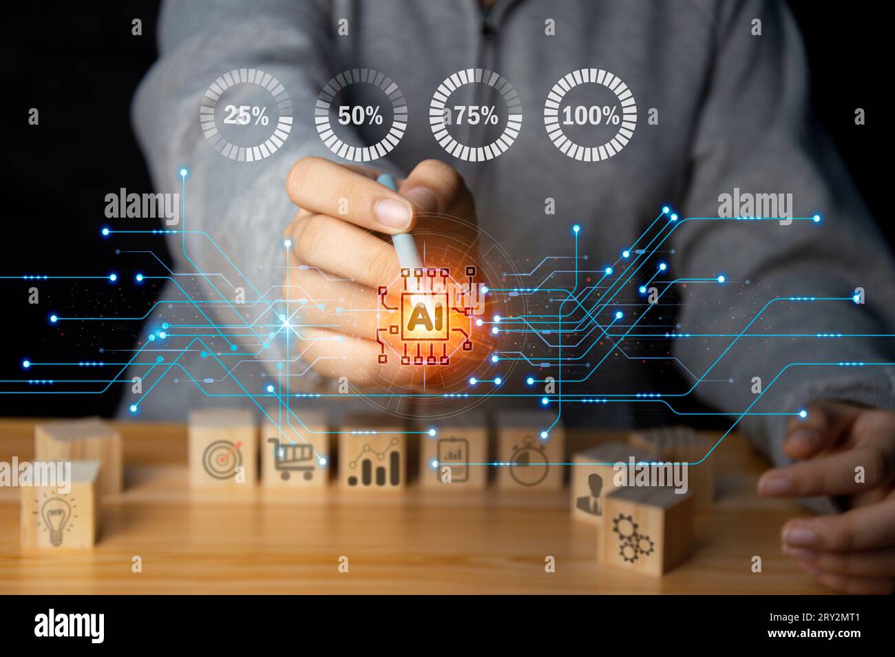 Concepts, développement de l'intelligence artificielle et auto-apprentissage de l'intelligence artificielle. Banque D'Images