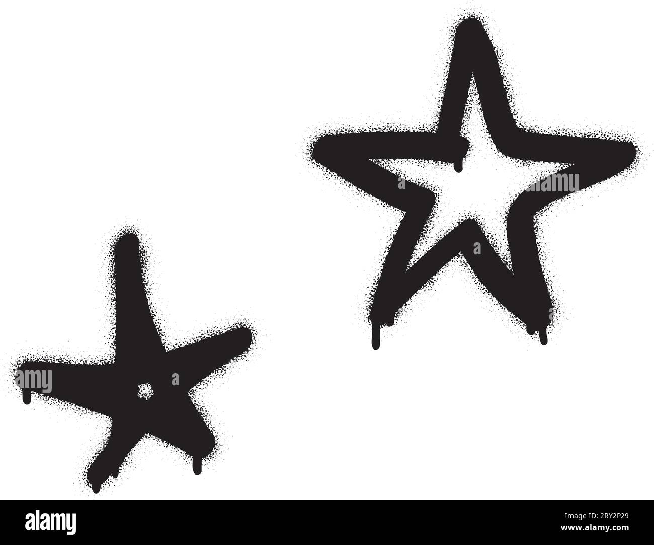 Deux étoiles noires à cinq pointes. Peinture au pistolet graffiti. Illustration de Vecteur