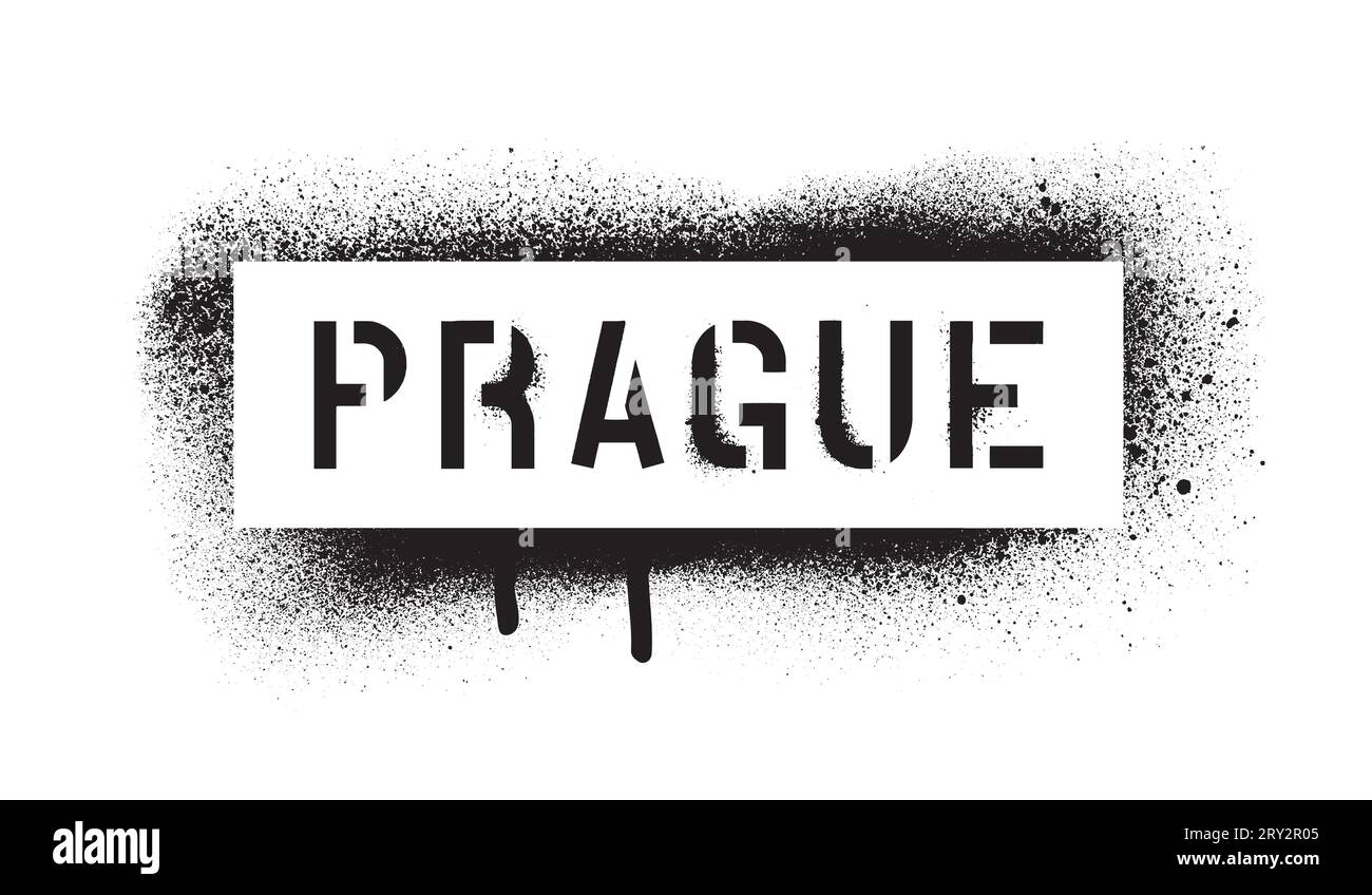 Citation DE PRAGUE. Capitale de la République tchèque. Europe centrale. Peinture au pistolet pochoir graffiti. Illustration de Vecteur
