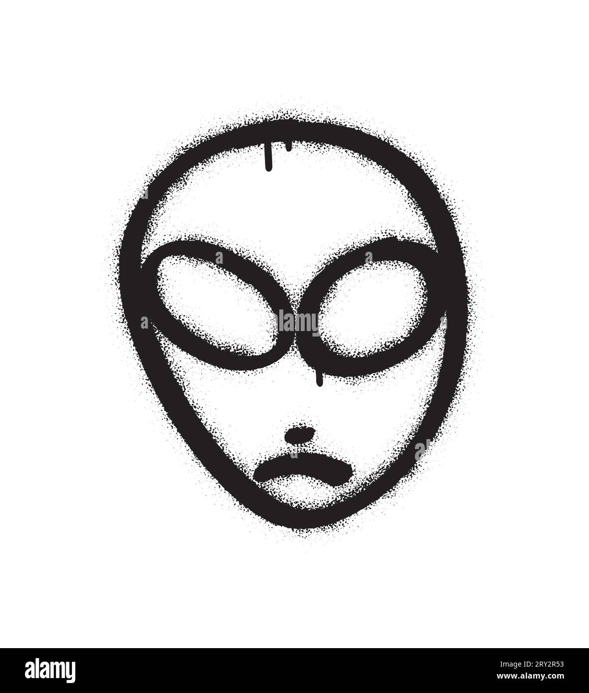 Tête extraterrestre isolée d'extraterrestre. Vaporisez l'icône de contour d'emoji graffiti. Illustration de Vecteur