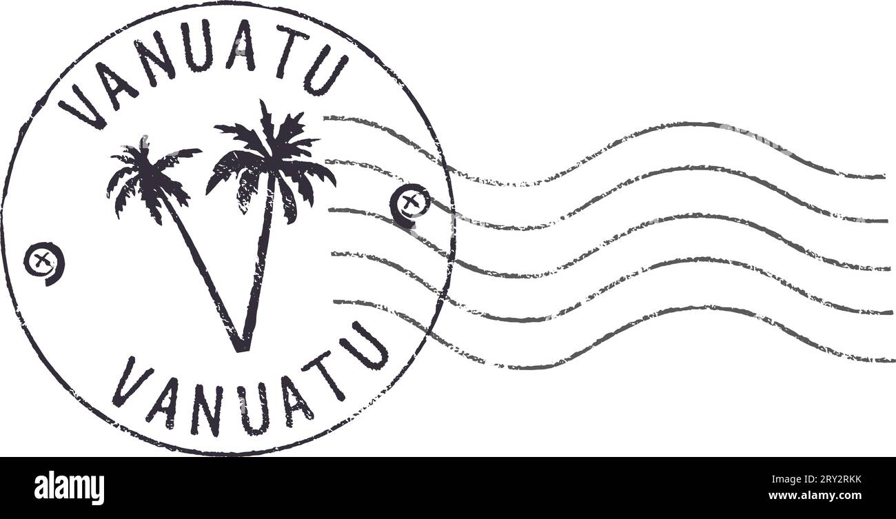 Timbre grunge postal ''Vanuatu''. Fond blanc. Illustration de Vecteur