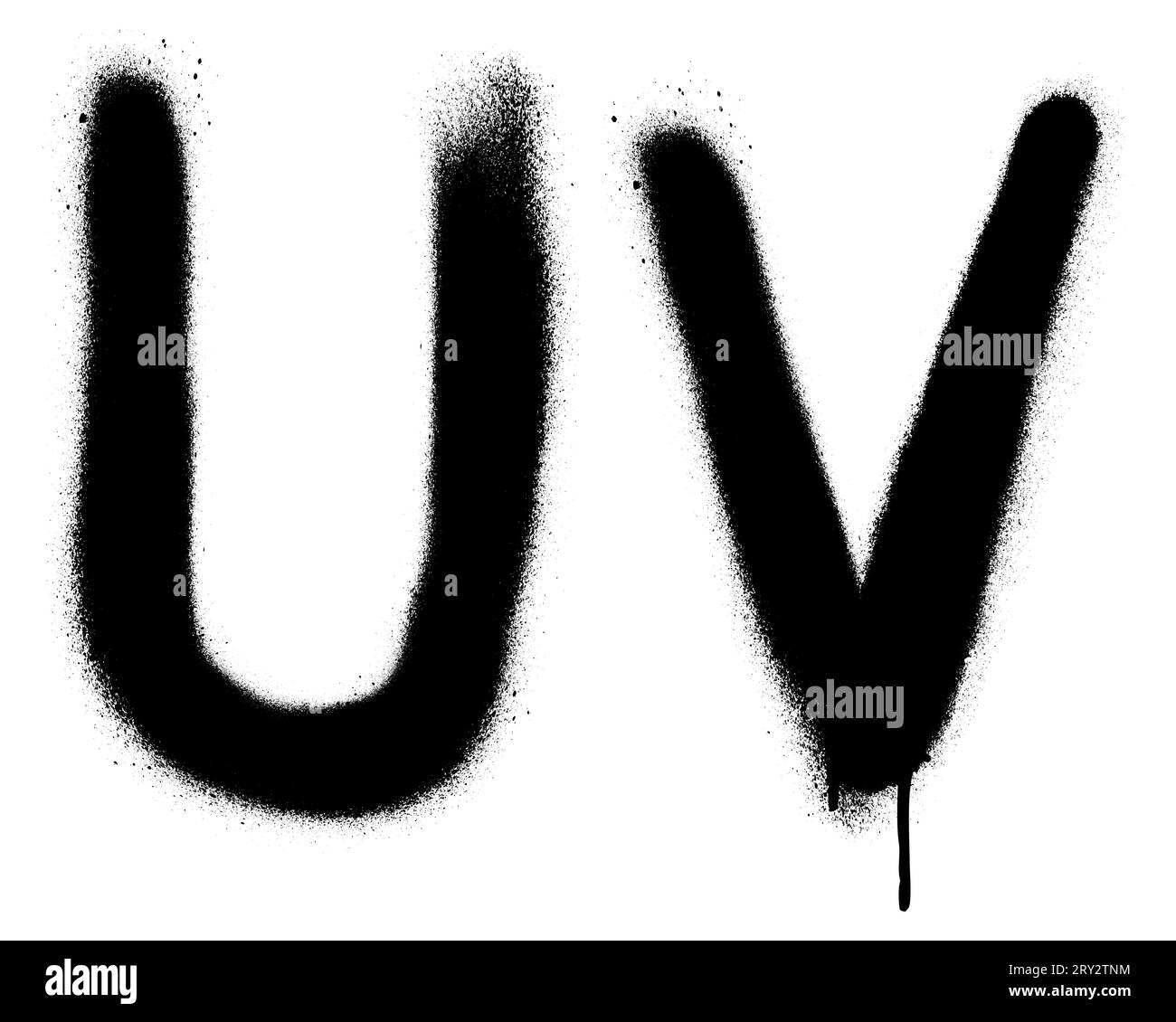 Lettres graffiti en spray noir ''U'', ''V''. Partie 11 Illustration de Vecteur