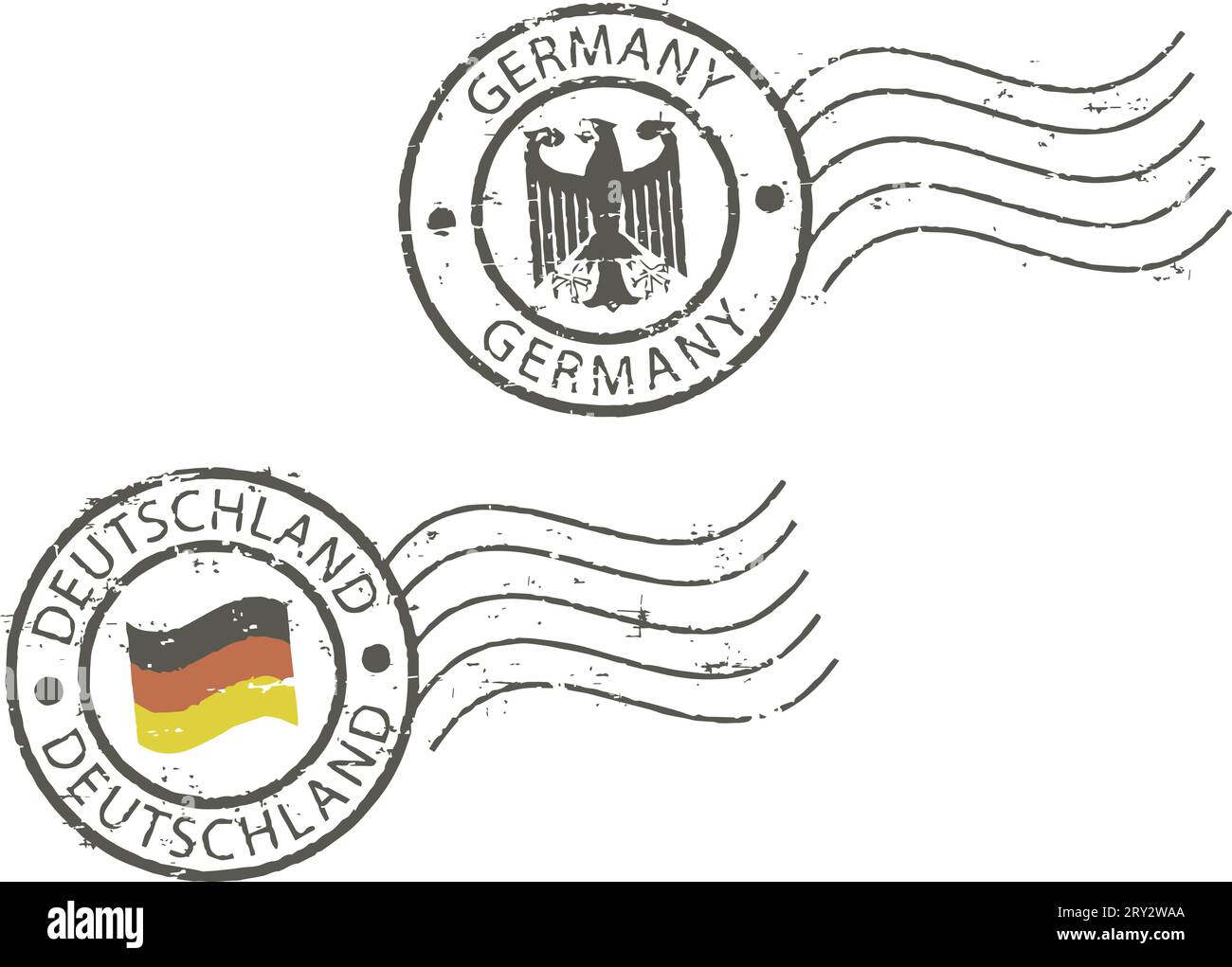Deux timbres grunge postaux 'Allemagne' Illustration de Vecteur