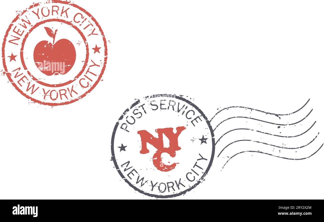 Deux timbres grunge postaux 'New york City'. Illustration de Vecteur