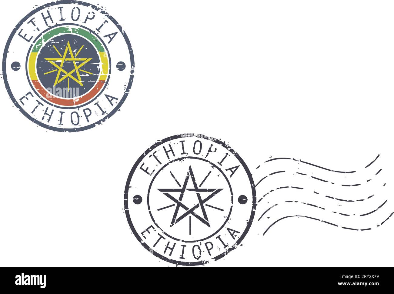 Série de timbres grunge postaux 'Ethiopie' Illustration de Vecteur