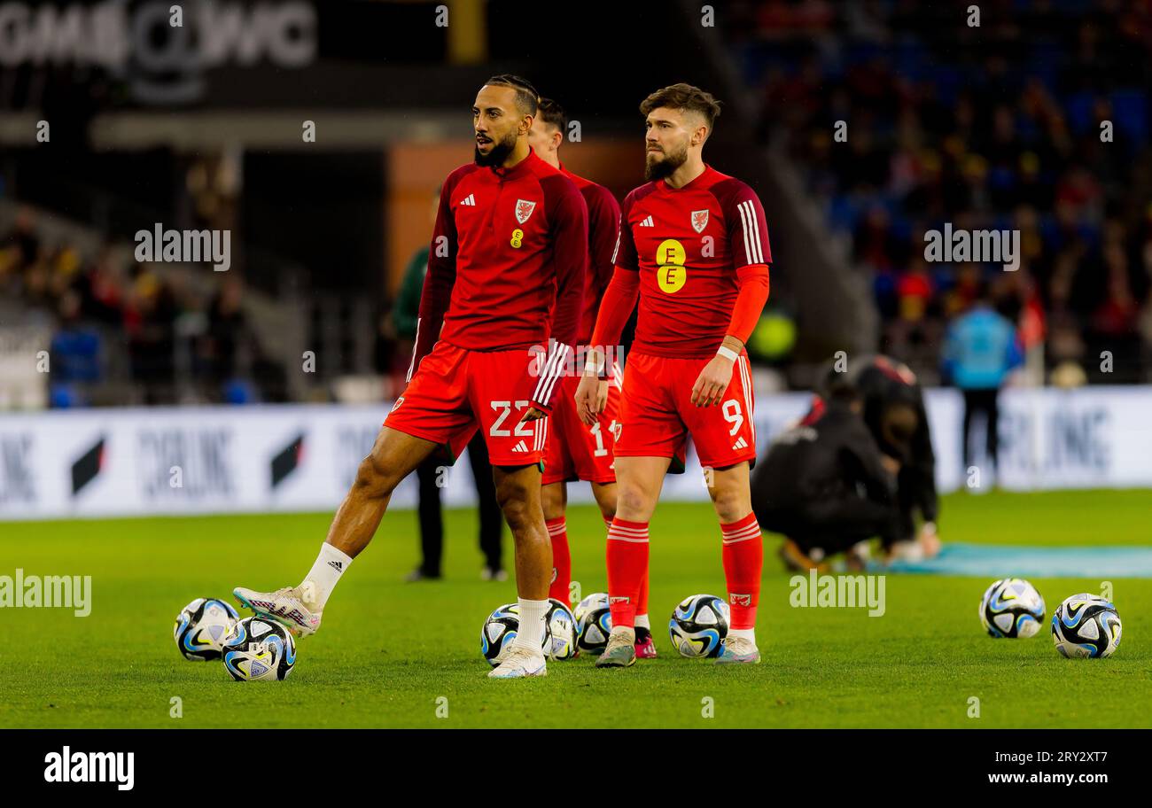 Cardiff, pays de Galles - 28 mars 2023 : pays de Galles Sorba Thomas. Match de qualification du Championnat d'Europe de l'UEFA Groupe D pays de Galles vs Lettonie au Cardiff City Stadium. Banque D'Images