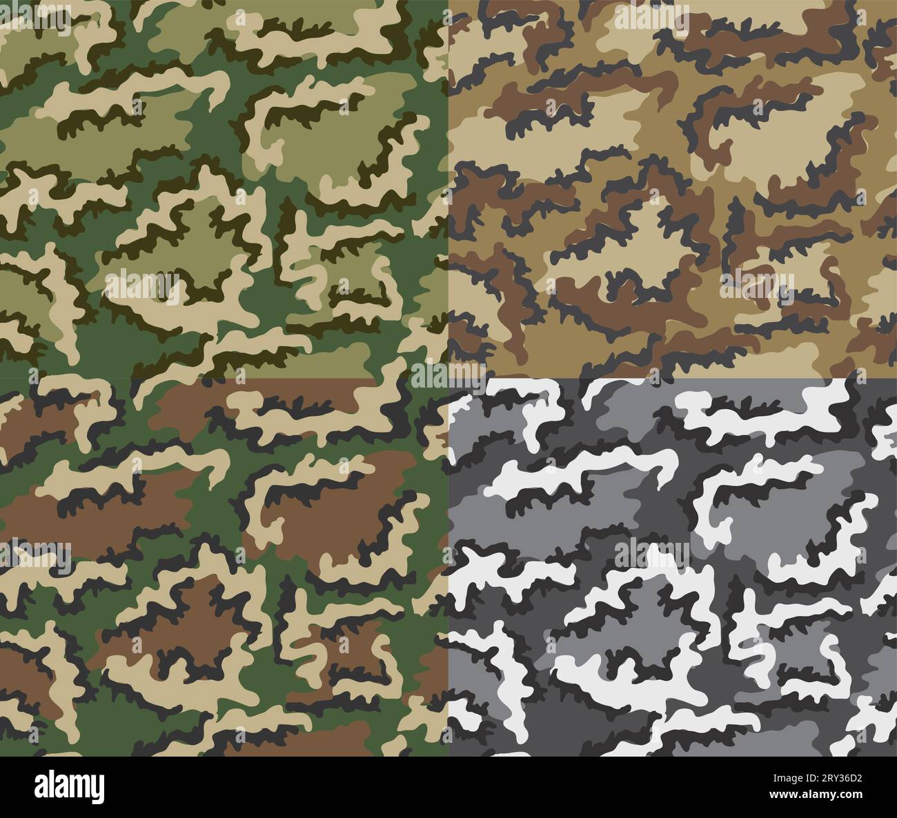 Ensemble de motifs sans couture de camouflage. Illustration de Vecteur