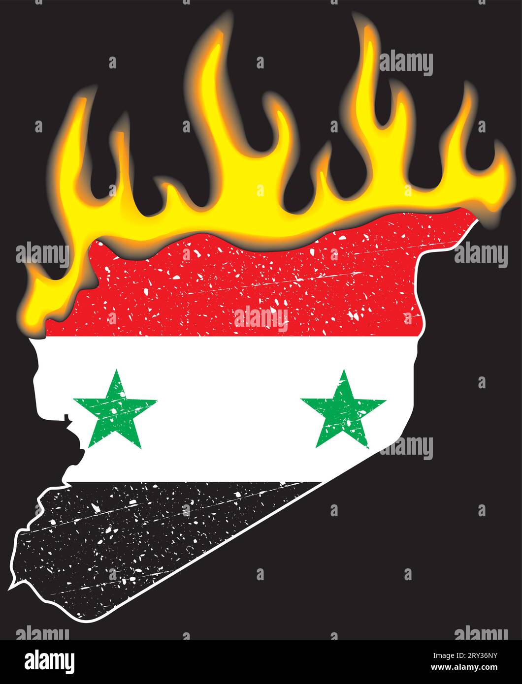 Carte grunge de la Syrie en flammes.concept de guerre civile Illustration de Vecteur