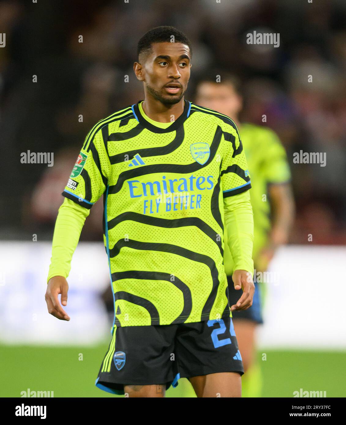 27 septembre 2023 - Brentford - EFL Cup - Gtech Community Stadium Reiss Nelson d'Arsenal lors du match contre Brentford. Photo : Mark pain / Alamy Live News Banque D'Images