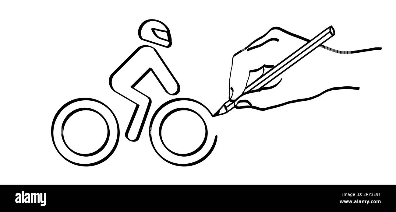 Icône de moto de dessin animé et de casque de visage. Casque de moto ou de scooter Vector Line avec visière et symbole de lunettes. Moto Track de Motocross. Moto ou Banque D'Images