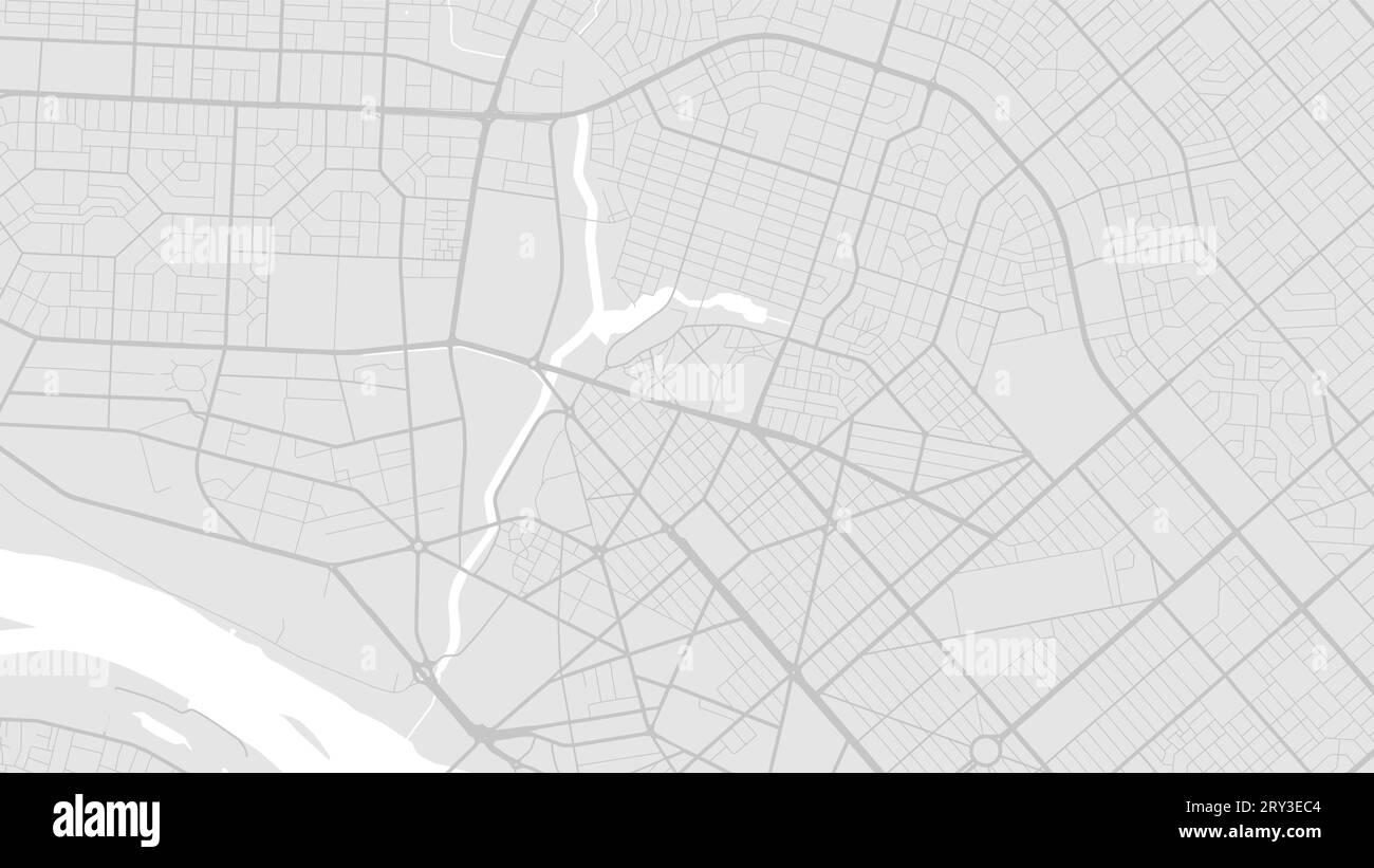 Fond carte de Niamey, Niger, affiche de ville blanche et gris clair. Carte vectorielle avec routes et eau. Format écran large, feuille de route de conception numérique plate. Illustration de Vecteur
