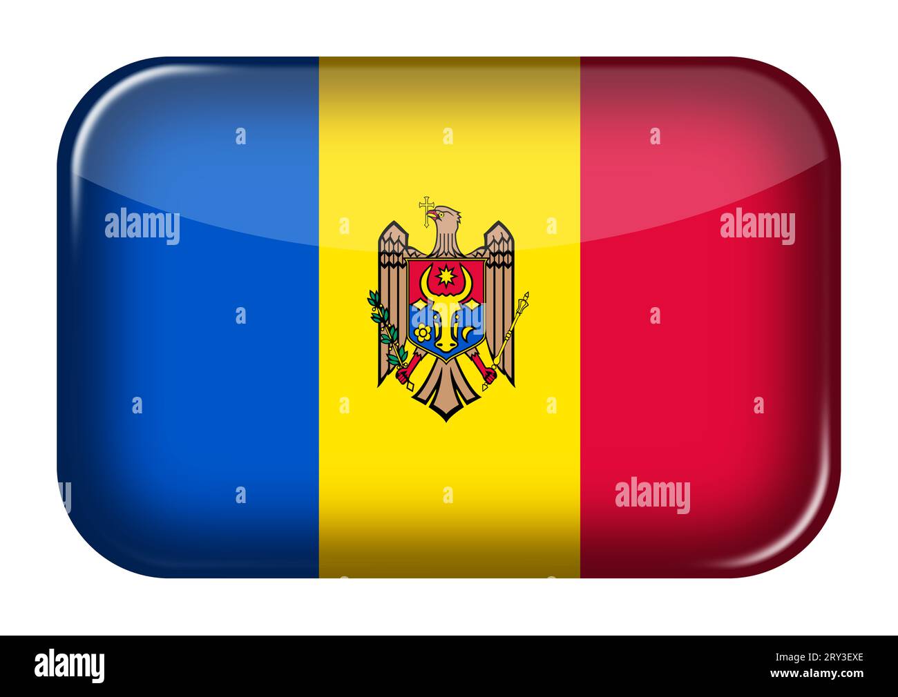 Bouton rectangle d'icône Web Moldavie avec chemin de détourage illustration 3D. Banque D'Images