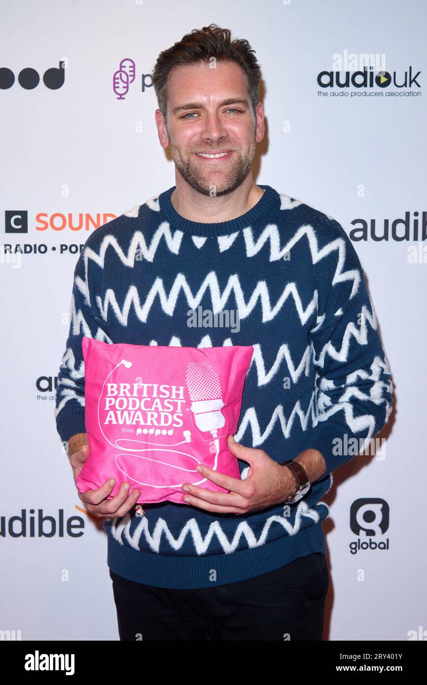 Londres, Royaume-Uni . 28 septembre 2023 . James Cooper photographié lors des Podcast Awards 2023 qui se sont déroulés à l'Outernet Global. Crédit : Alan D West/EMPICS/Alamy Live News Banque D'Images