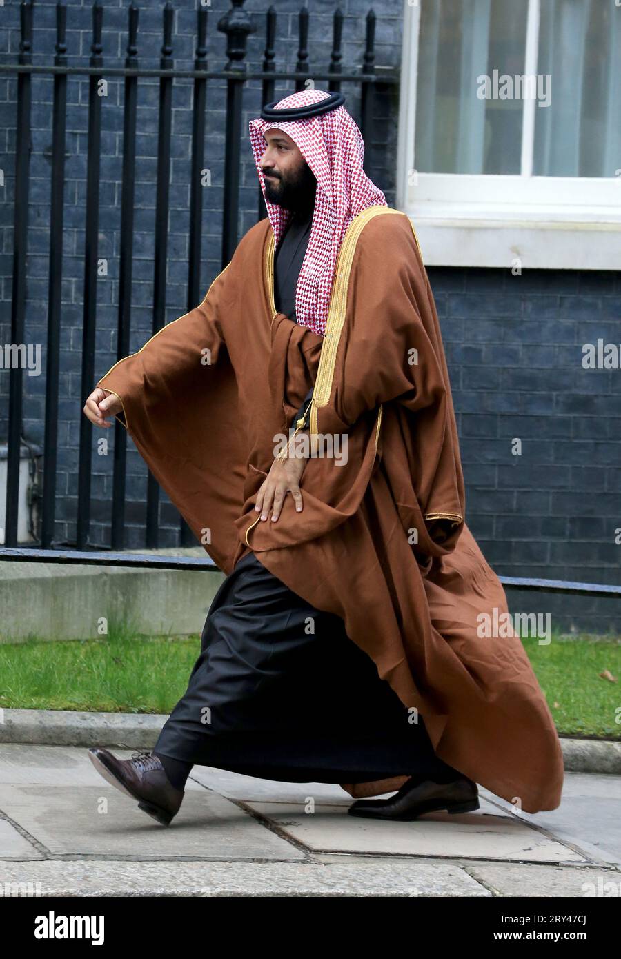 Londres, Royaume-Uni. 7 mars 2018. Le prince héritier saoudien Mohammed bin Salmane arrive au numéro 10 Downing Street à Londres. (Image de crédit : © Fred Duval/SOPA Images via ZUMA Press Wire) USAGE ÉDITORIAL SEULEMENT! Non destiné à UN USAGE commercial ! Banque D'Images