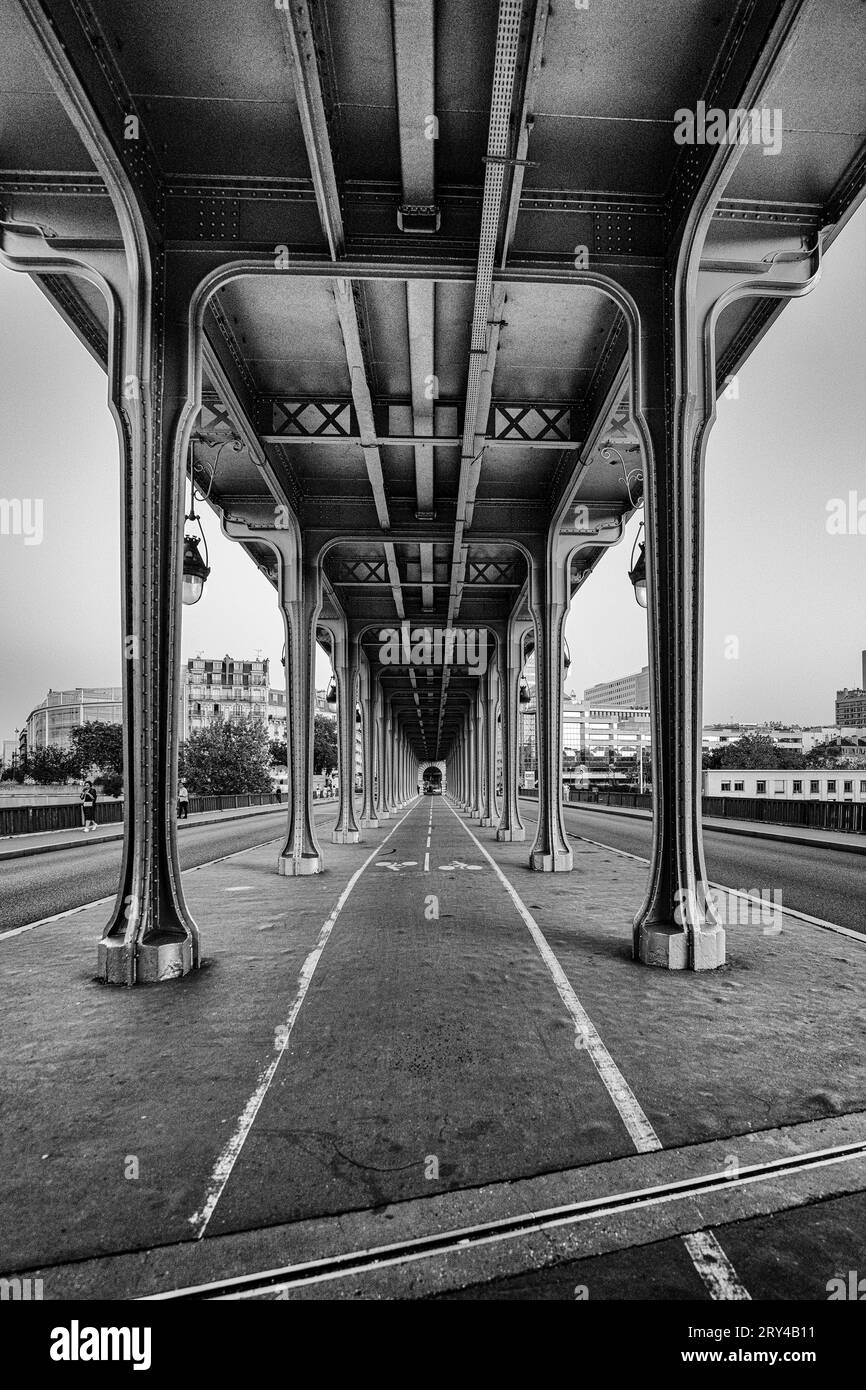 Vue sur le Pont de Bir Hakeim Paris, France Banque D'Images